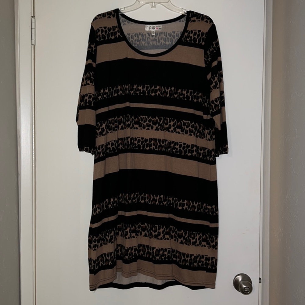 2/$15 PLUS SIZE Cheetah & Black Print Dress